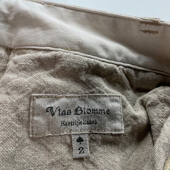 Vlas Blomme Pants Womens Medium Tan Linen Japan Lagenlook Linen Rustic Relaxed - Picture 3 of 9